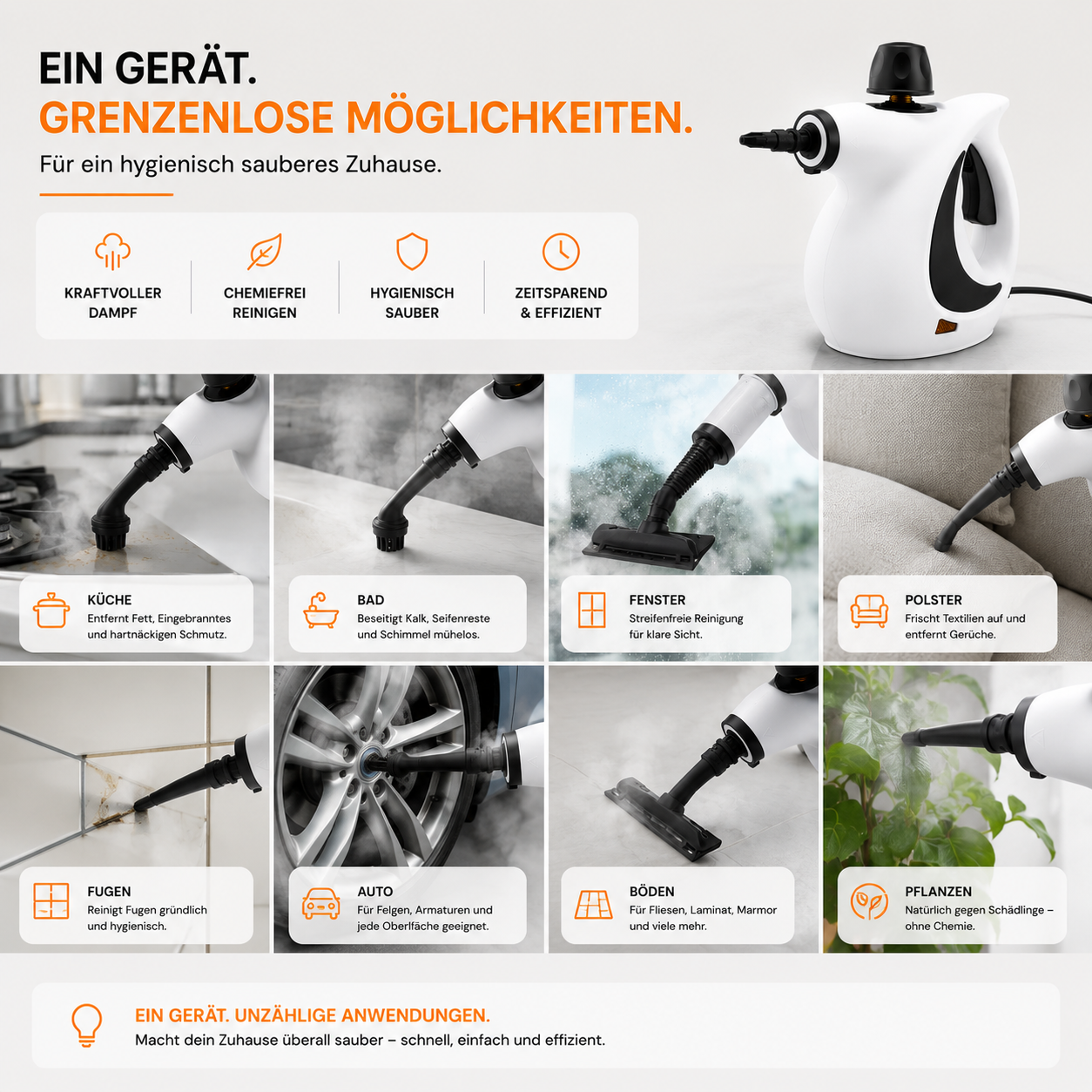 DampKraft® Hochtemperatur-Dampfreiniger